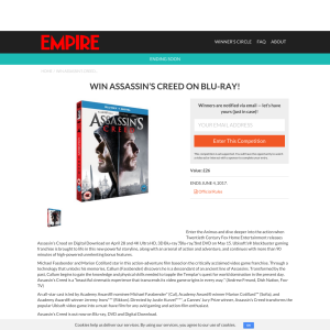 Win Assassin's Creed on Blu-ray