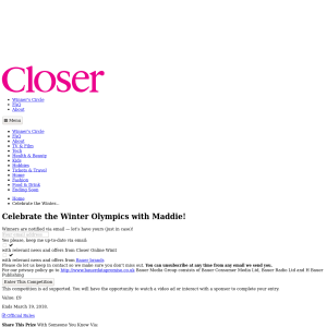 Win Celebrate the Winter Olympics with Maddie
