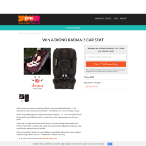 Win Diono Radian 5 car seat worth £295