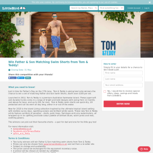 Win Father & Son Matching Swim Shorts from Tom & Teddy