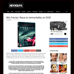 Win Ferrari: Race to Immortality on DVD