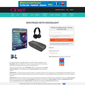 Win Moonlight on Blu-ray, set of Earphones and a Wireless Bluetooth Speaker