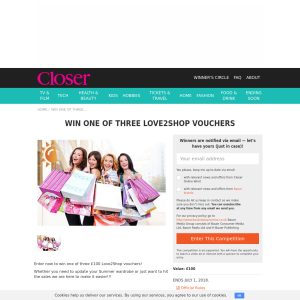 Win one of three Love2Shop vouchers