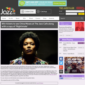 Win Pair of tickets to see China Moses at The Jazz Cafe along with a copy of 'Nightintale'