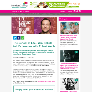 Win Pair of Tickets to The School of Life - Tickets to Life Lessons with Robert Webb