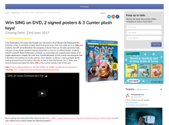 Win Sing on DVD, 2 signed posters and Gunter plush toys