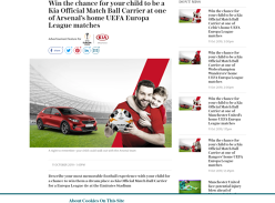 Win the chance for your child to be a Kia Official Match Ball Carrier at one of Arsenal’s home UEFA Europa League matches