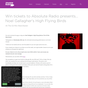 Win tickets to Absolute Radio presents... Noel Gallagher's High Flying Birds
