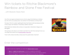 Win tickets to Ritchie Blackmore's Rainbow and Stone Free Festival