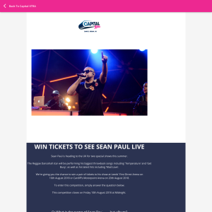 Win Tickets To See Sean Paul Live