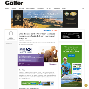 Win Tickets to the Aberdeen Standard Investments Scottish Open courtesy of Staysure
