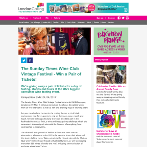 Win tickets to The Sunday Times Wine Club Vintage Festival