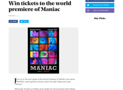 Win tickets to the world premiere of Maniac