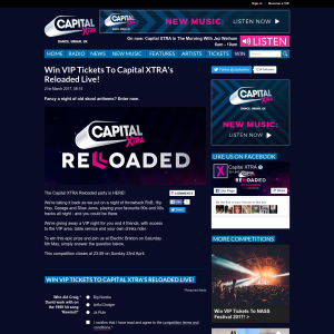Win VIP tickets for you and four friends to Capital XTRA's Reloaded Live