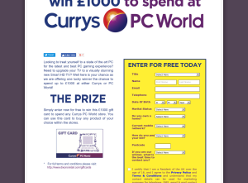 Win £1,000 to spend a Currys PC World