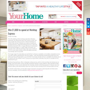 Win £1,000 to spend at Worktop Express