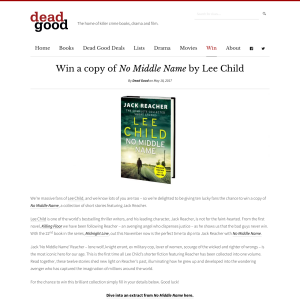 Win 1 of 10 copies of No Middle Name by Lee Child