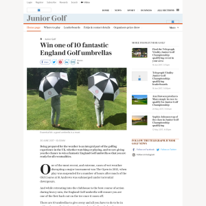 Win 1 of 10 fantastic England Golf umbrellas