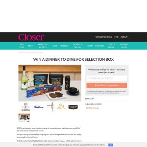 Win 1 of 15 Dinner To Dine For selection box