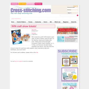 Win 1 of 16 pairs of tickets to the Stitching, Sewing and Hobbycrafts show 