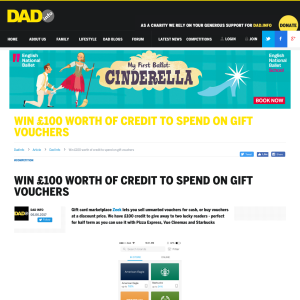 Win 1 of 2 £100 Worth Of Credit To Spend On Gift Vouchers