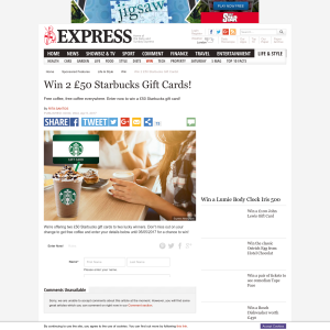 Win 1 of 2 £50 Starbucks Gift Cards