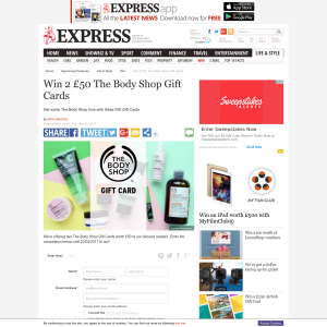 Win 1 of 2 £50 The Body Shop Gift Cards