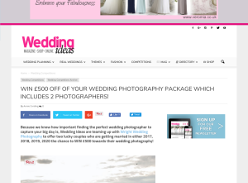 Win 1 of 2 £500 worth of wedding photography includes 2 photographers