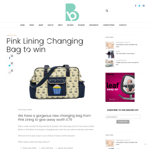 Win 1 of 2 Pink Lining Changing Bag