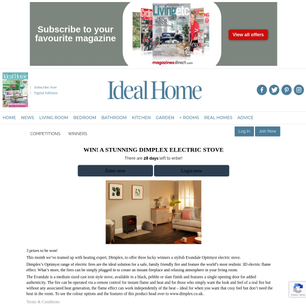 Win 1 of 3 Dimplex Electric Stoves