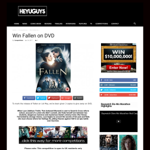 Win 1 of 3 Fallen on DVD