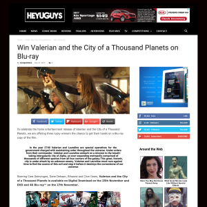Win 1 of 3 Valerian and the City of a Thousand Planets on Blu-ray