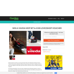 Win 1 of 3 Vileda mop set & £100 Love2shop voucher