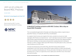 Win 1 of 30 Day Onboard MSC Preziosa For 2