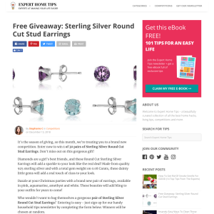 Win 1 of 30 pairs of Sterling Silver Round Cut Stud Earrings