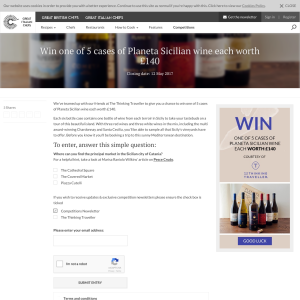 Win 1 of 5 cases of Planeta Sicilian wine each worth £140