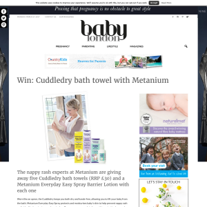 Win 1 of 5 Cuddledry bath towel and a Metanium Everyday Easy Spray Barrier Lotion