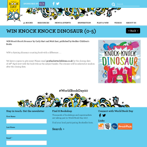 Win 1 of 5 Knock Knock Dinosaur by Carly Hart and Nick East