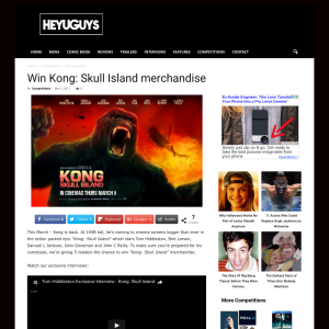Win 1 of 5 Kong: Skull Island merchandise