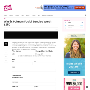 Win 1 of 5 Palmers Facial Bundles Worth £250
