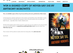 Win 1 of 5 signed copy of Never Say Die by Anthony Horowitz