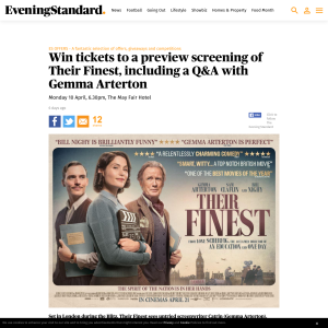 Win 1 of 50 pairs of tickets to a special preview screening of Their Finest