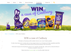 Win 1 of 6 cases of Cadburys Chocolate