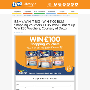 Win £100 B&M Shopping Vouchers