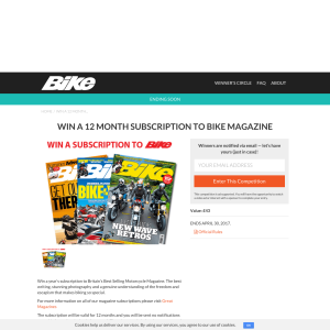 Win 12 months subscription of Bike