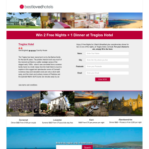 Win 2 Free Nights + 1 Dinner at Treglos Hotel