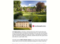 Win 2 Nights B&B At A Best Loved Hotel Of Your Choice + £100 Theatre Tokens