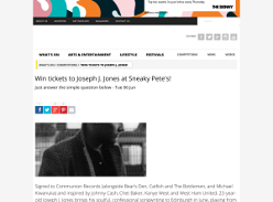 Win 2 Tickets To Joseph J Jones At Sneaky Pete's, Edinburgh