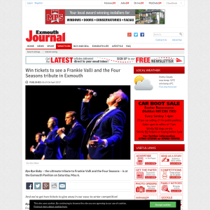 Win 2 Tickets to see a Frankie Valli and the Four Seasons Tribute in Exmouth