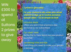 Win 2 X £300 to spend at Suttons